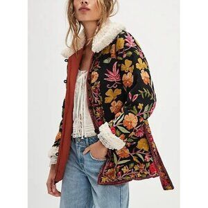 NEW Tach Ingrid Jacket Womens S Boho Chic Vintage 70s Embroidered Floral Cozy
